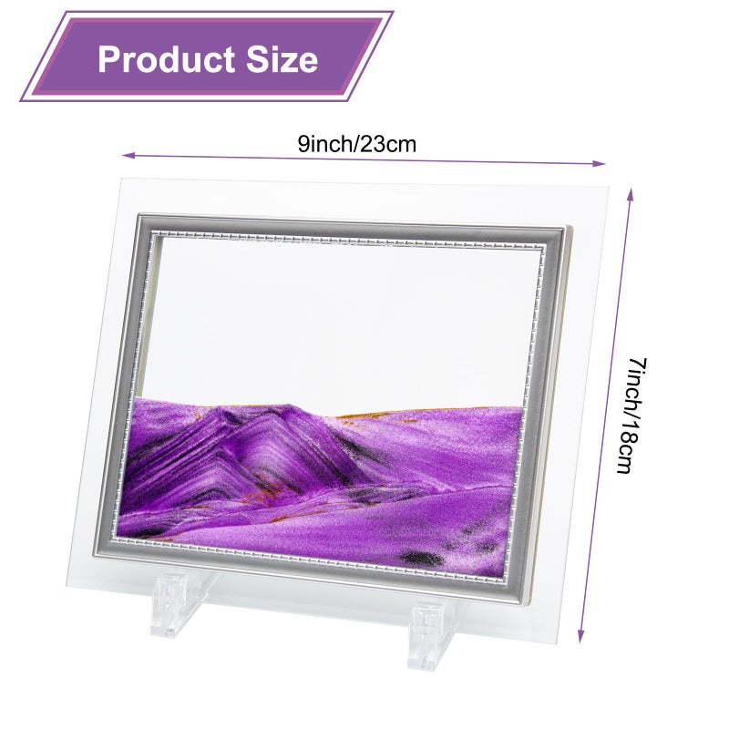 Coitak Sandscape, Moving Sand Art Picture, Moving Desktop Art, Sand in Motion, Medium Size 9x7(Purple) (7x9inch, Purple) - Image 2